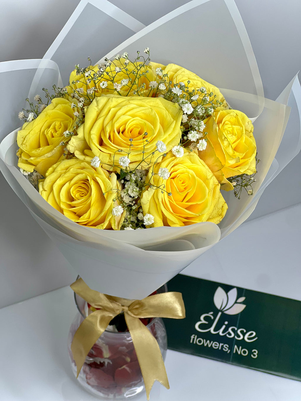 Yellow Roses in White Wrapping