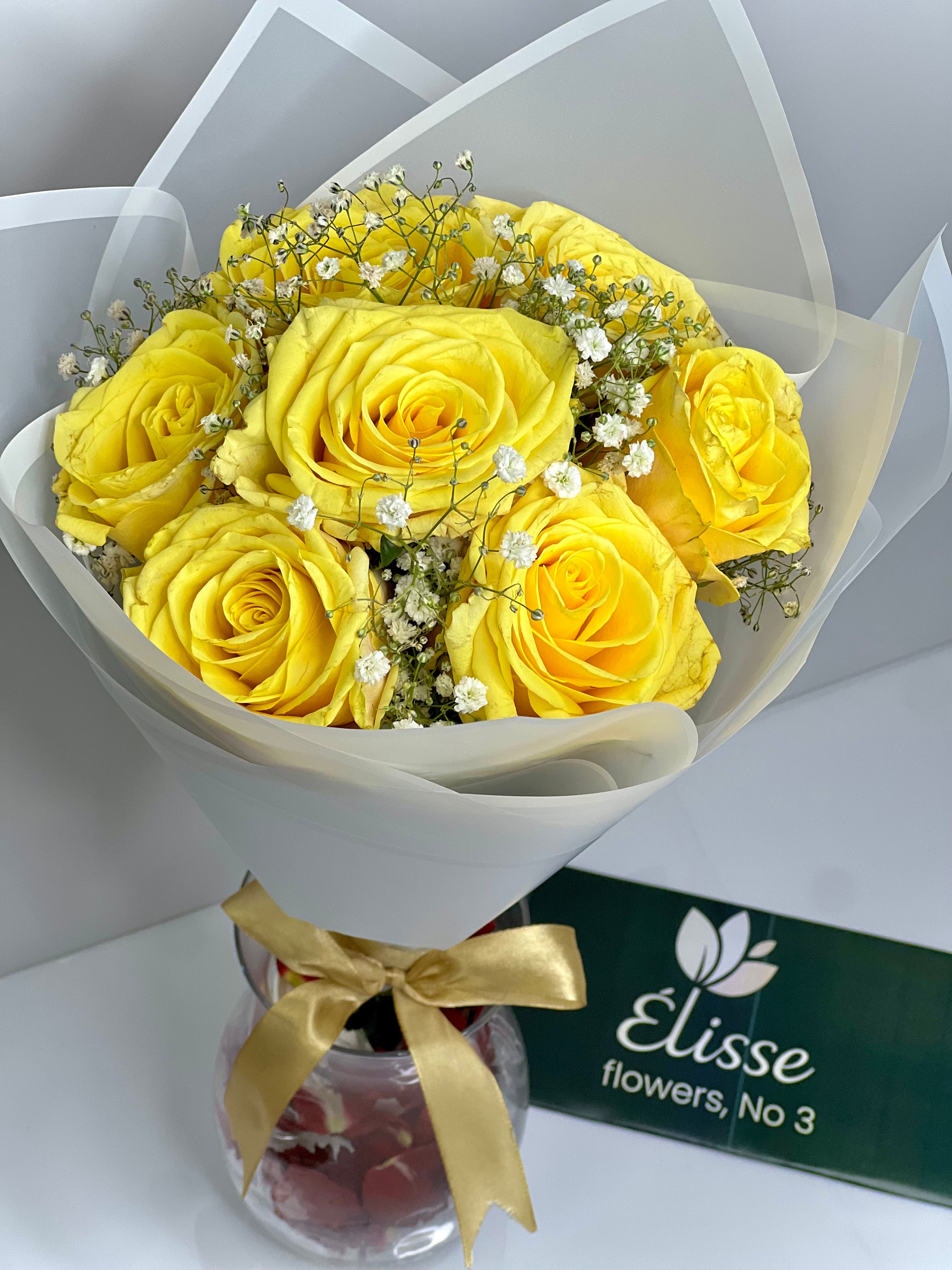 Yellow Roses in White Wrapping