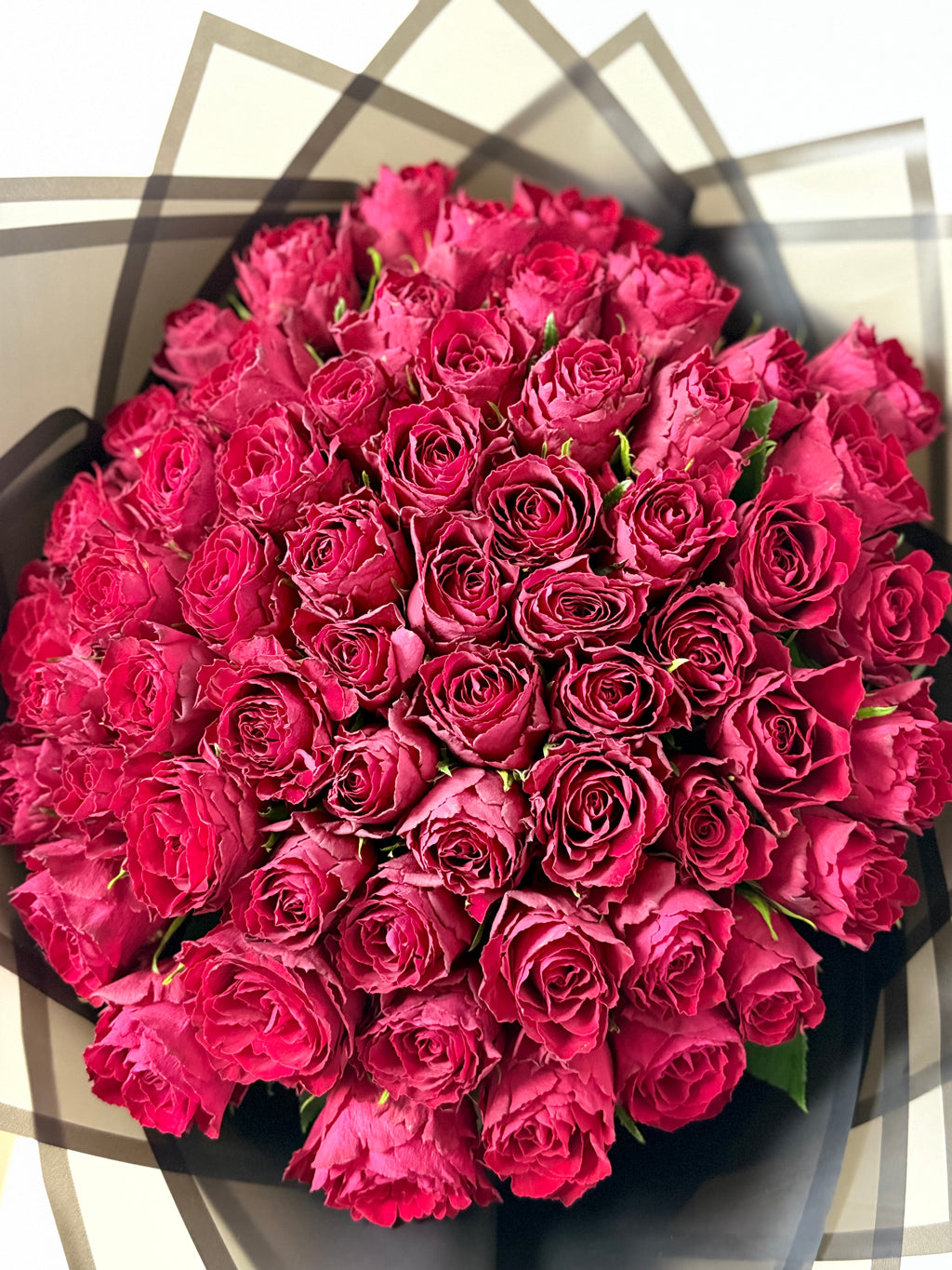 Grand Red Roses in Black Wrapping